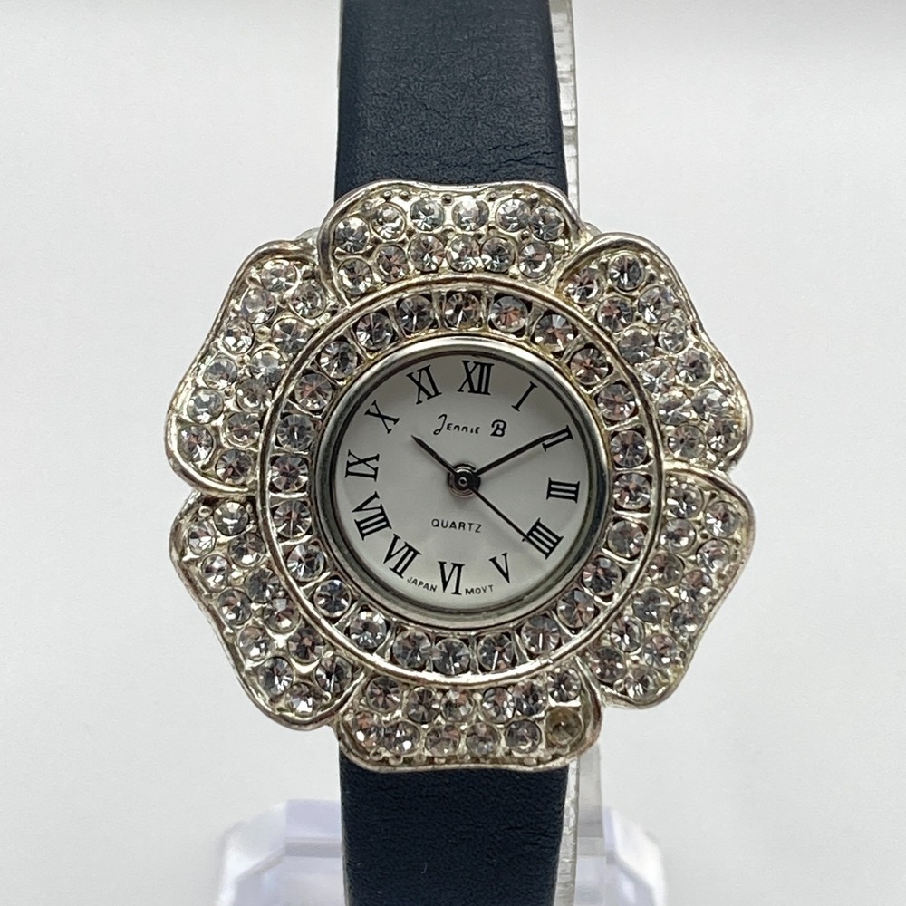Vintage Jennie B Women's Watch Silver Tone MISSING STONE Crystals New Battery